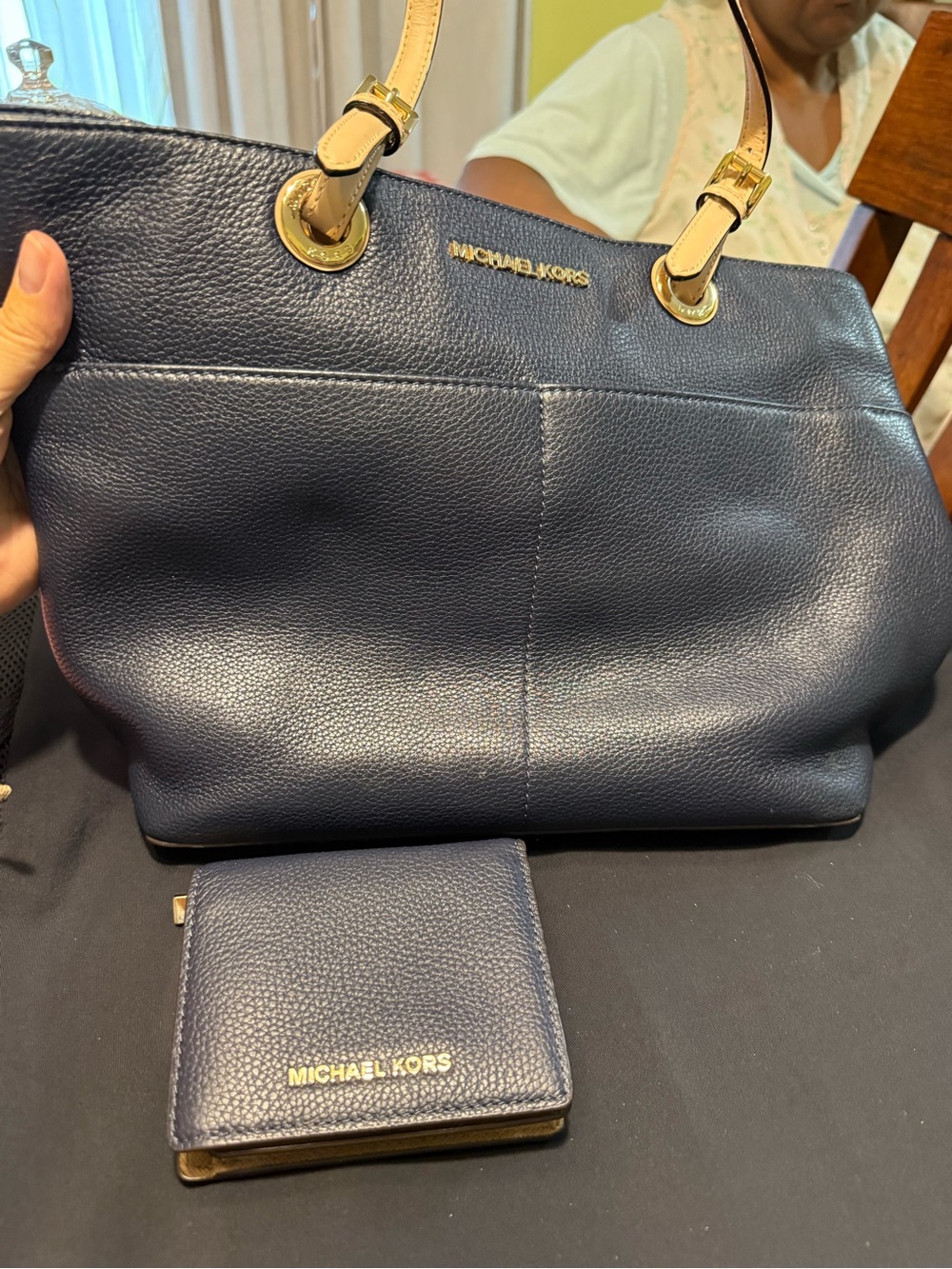 Michael Kors Navy Leather Tote with Wallet